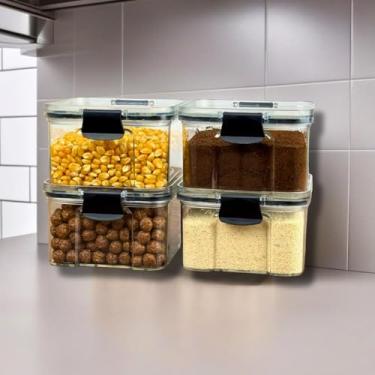 Imagem de Monte Seu Kit Pote Hermético Para Mantimentos De Cozinha Dispensa Armário Plástico(4 Potes - 500ml)