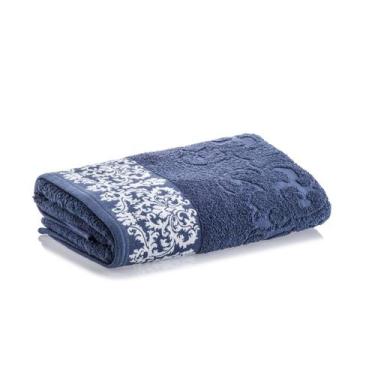Imagem de Toalha de Rosto Jacquard Medalhão 50cm x 70cm - Corttex, Marinho
