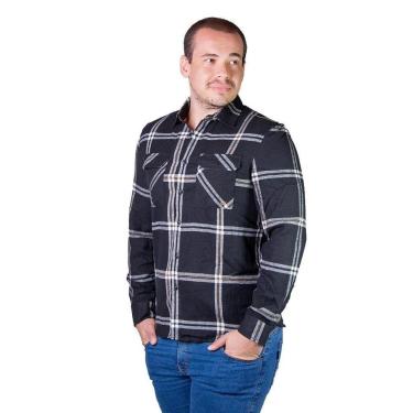 Imagem de Camisa Manga Longa Flanelada Xadrez Masculina Dixie Preto-Masculino