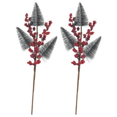 Imagem de Jogo 2 Galhos Decor Natal 3 Pinheiros Nevados e Berries 48cm - Magizi 