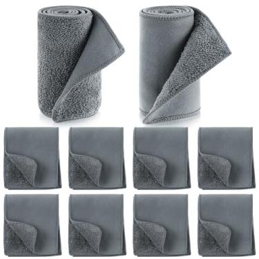 Imagem de 10 peças de kit de pano para sapatos de brilho, aplicadores de polimento, couro, botas, panos de cuidados de microfibra, limpador de camurça, Cinza, 3.9 x 19.7 inch