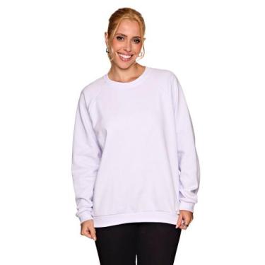 Imagem de Blusa Moletom Gola Careca Unissex Flanelado Liso Sem Estampa Feminino 