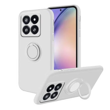 Imagem de Anlalish Compatível com Xiaomi 14T Pro capa de silicone fofa, capa protetora fina à prova de choque para mulheres/homens, capa de telefone Xiaomi 14T Pro com suporte de anel magnético (branca)