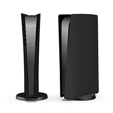 Imagem de Capa para console PS5, ArVin PS5 Skin Placas de reposição para placa frontal para PS5, ABS antiarranhões, à prova de poeira, acessórios para jogos para Sony PlayStation 5 console de jogos edição digital – Preto