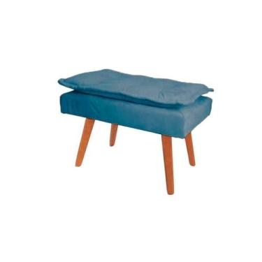 Imagem de Banqueta Puff decorativo Opala azul turquesa pé palito - Roggi HD