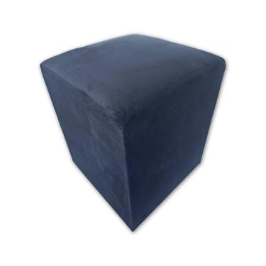 Imagem de Puff Banqueta Quadrado Cubo Decorativo Courino E Suede Azul Marinho Suede