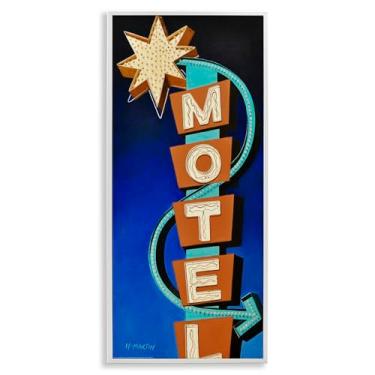 Imagem de Stupell Industries Design de arte giclée emoldurado em branco retrô Hotel Motel por Heidi Martin, 61 x 25 cm