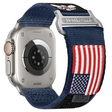 Imagem de Pulseiras de nylon masculinas compatíveis com Apple Watch (Cor: azul, 49 mm, 46 mm, 45 mm, 44 mm, 42 mm (Série 3 2 1))