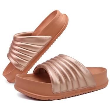 Imagem de KuaiLu Sandálias femininas com suporte de arco ortopédicas confortáveis e leves para recuperação de almofada, sandálias femininas casuais de couro para fascite plantar para uso interno e externo