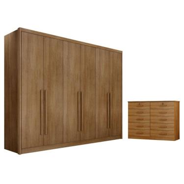 Imagem de Guarda Roupa Casal Bandeira e Gaveteiro Milão com Chave Cumaru 23 - Novo Horizonte