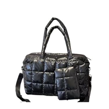Imagem de Bolsa Puffer Feminina Shopper, Acolchoada, Nylon, 36x25x17cm, Preta