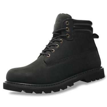 Imagem de SAFETY LOONG Botas de trabalho masculinas com bico de aço, 15 cm, antiderrapante, confortável, impermeável, para construção industrial, Preto, 46