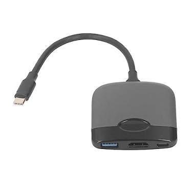 Imagem de Adaptador de interface Multimídia USB C a HD 3 em 1 hub com 4K 30Hz HD Multimedia Interface Porta USB 3.0 e 55W Tipo C PD PD Docking Station para laptop Tablet PC Smartphone preto