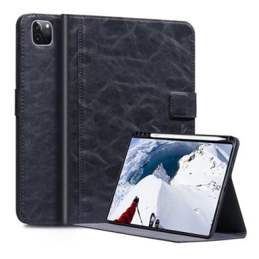 Imagem de CPNVWA Capa para iPad Pro 12,9 polegadas 6ª geração (2022) 5ª/4ª/3ª geração (2021/2020/2018), suporte de lápis embutido função hibernar/despertar automático capa inteligente de couro premium (preto)