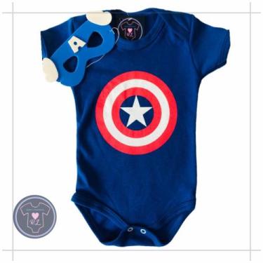 Imagem de Body Bebe Menino HEROIS + Mascara - Temático Mesversário - R.L, Capita