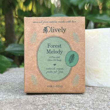 Imagem de Olively Forest Melody – Sabonete totalmente natural – Sabonete feito à mão com azeite de oliva e pinho – Sabonetes em barra feitos com ingredientes 100% naturais – Sabonete corporal, banho e chuveiro