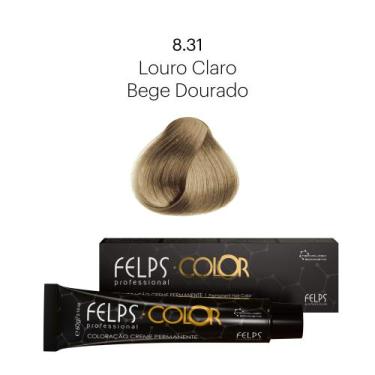 Imagem de Coloração Profissional Felps Color Louro Claro Bege Dourado 8.31 - 60g