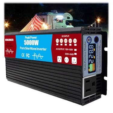 Imagem de HENGJINGTR 5000 Watt DC12V 24V 48V 60V 72V To AC 110V/220V Power Inverter Onda Sinusoidal Pura para Veículos, RV, Inversor de Fase Dividida de Caminhão com Display LED/1 Tomadas AC,12v to 220v