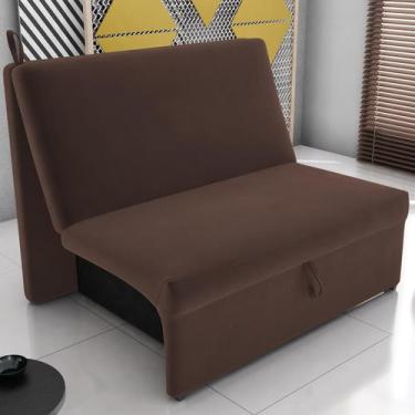 Imagem de Sofá Cama Melu 2 Lugares Sem Braça Para Sala - RS Store, Suede Marrom
