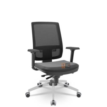 Imagem de Cadeira Brizza Tela 3D Slider Cromada Sem Apoio NR17 Plaxmetal Ergonomica (Sintético Preto)