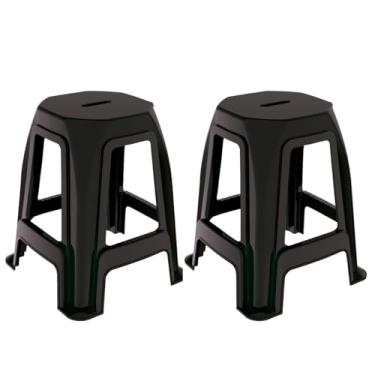 Imagem de Kit 2 Bancos Banqueta Banquinho de Plástico Reforçado Suporta Até 100kg