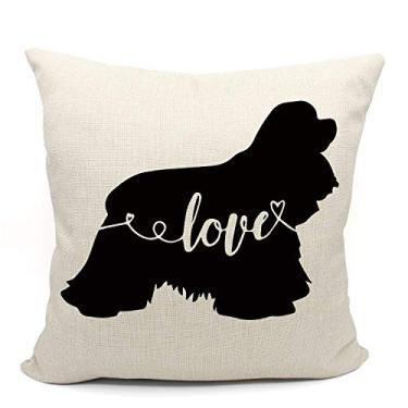 Imagem de Cocker Spaniel Throw Pillow Cover, Dog Lover Gifts, Cocker Lover Gifts, Cocker Mom Gift, Gifts for Newlyweds, Engagement, Wedding, 18 x 18 Inch Linen Cushion Cover Decoration for Sofa Couch Bed