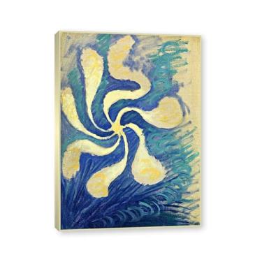 Imagem de NHLDZYH Moldura de champanhe. Pôster Hilma Af Klint, (Caos Primordial, nº 03), reproduções de pinturas famosas, imagem de arte abstrata para sala de estar quarto decoração de casa. 40 x 56 cm-15,7 x