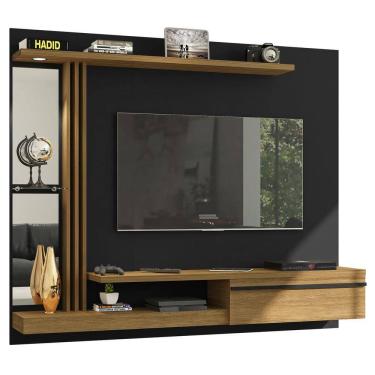Imagem de Painel para TV Espelhado Denver Preto Fosco com Cinamomo - Móveis Bechara