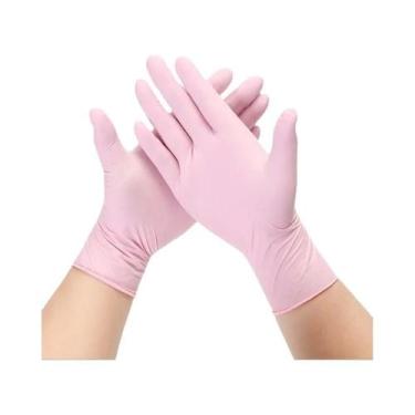 Imagem de Luvas De Nitrilo Rosa 50PCS Descartáveis Sem Pó Para Cozinha Jardinage