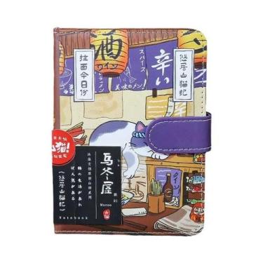 Imagem de Caderno A6 De Couro PU Com Fecho Magnético Estilo Arte Japonesa Diário