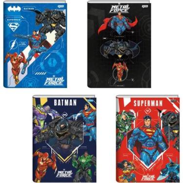 Imagem de Caderno Brochura 1/4 Capa Dura Liga da Justiça 80 Folhas Pacote com 5 