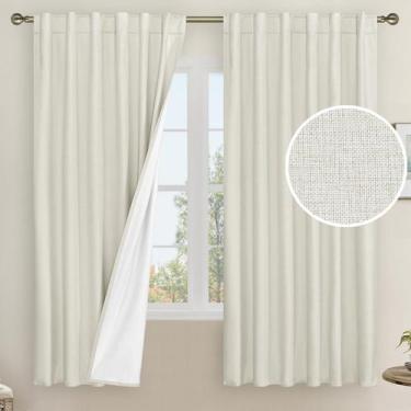 Imagem de Cortinas LAMIT 100% Blackout Natural Linen 133x160cm Marfim