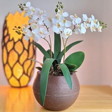 Imagem de Arranjo de Orquídeas permanentes artificiais com vaso. (castanho)