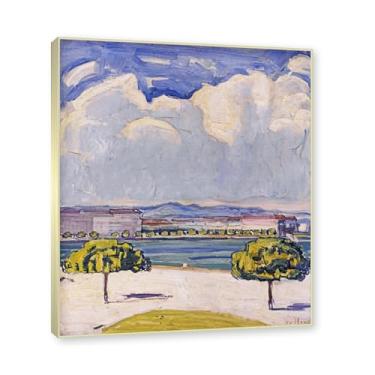Imagem de Moldura de champanhe. Pinturas a óleo famosas, (sem título 14) de Ferdinand Hodler, reprodução impressa em tela, arte de cenário para decoração de sala de estar. 70 x 84 cm - 27,5 x 33,1 pol