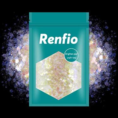 Imagem de Renfio Purpurina opala camaleão, sereia com glitter de resina grossa, 50 g, pó fino iridescente, lantejoulas hexagonais para decoração de casamento em resina epóxi para decoração de casamento - opala