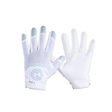 Imagem de MASSOV Luvas de futebol femininas EVO2 – Luvas de futebol adesivas com palmas ProTac, malha e malha esportiva 4D para ajuste Elite e respirabilidade superior – Branco Polar, Pequeno