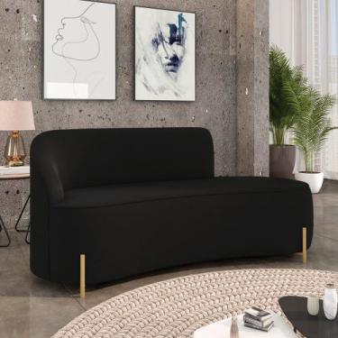 Imagem de Sofá 3 Lugares Orgânico 180cm Pé Dourado Morgan Suede Preto - D Rossi