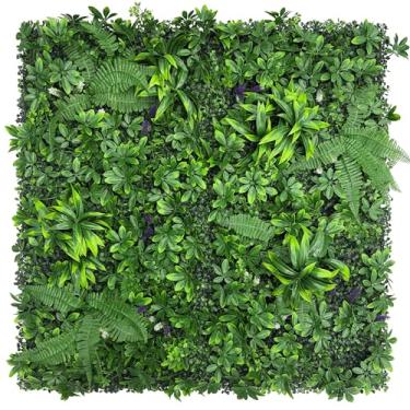 Imagem de DOPGIB Painéis de parede de buxo verde artificial: tela de cerca viva de privacidade com proteção UV de 50,8 cm x 50,8 cm (8P) para cercas de arame, ambientes internos, externos, varanda e jardim