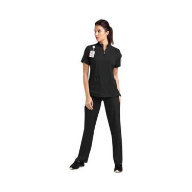 Imagem de Blusa Casual Feminina De Manga Curta Para Enfermeiras Com Zíper E Gola