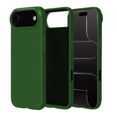 Imagem de alto Capa compatível com iPhone Air 2025, capa magnética de couro italiano compatível com Apple MagSafe, capa protetora contra quedas da série Clop (iPhone Air, 6,5 polegadas, verde floresta)