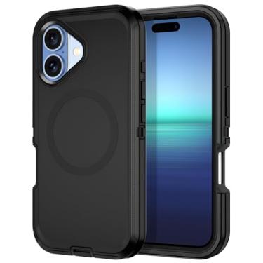 Imagem de I-HONVA Capa para iPhone 17 [compatível com MagSafe] à prova de choque com 3 camadas de proteção total [sem protetor de tela] Capa resistente para Apple iPhone 17 de 6,3 polegadas 2025, preta