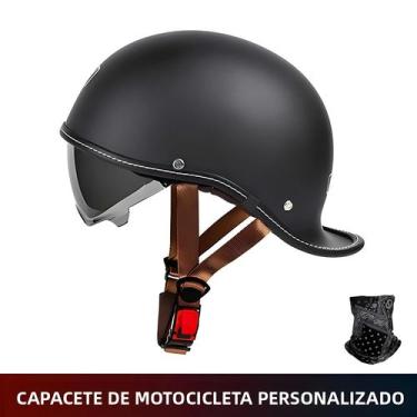 Imagem de Capacete Retro Unissex Para Motocicleta, Capacete Meio Aberto Para Qua