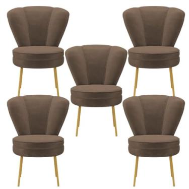 Imagem de Kit 5 Cadeiras para Sala de Espera Moderna Recepção Resistente Pés de Ferro MOBLAN decor (Marrom)