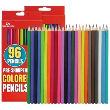 Imagem de 1InTheOffice Lápis de cor, lápis de cor para crianças, lápis de cor de arte, conjunto de lápis pré-afiados, (pacote com 48)