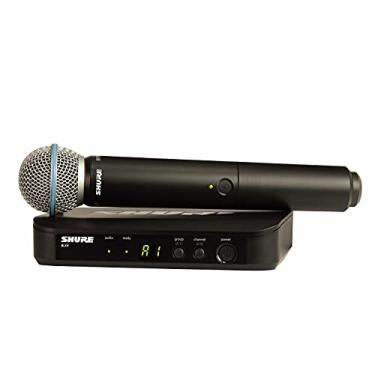 Imagem de Shure Sistema de microfone sem fio BLX24/B58 UHF – perfeito para igreja, karaokê, vocais – vida útil da bateria de 14 horas, alcance de 91 metros | Inclui microfone vocal portátil BETA 58A, receptor