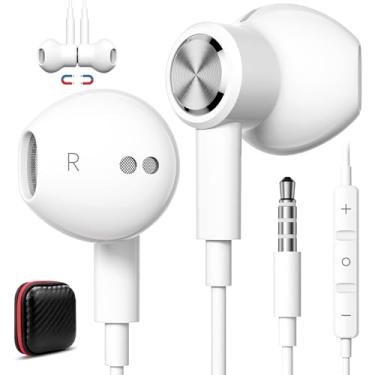 Imagem de Fones de ouvido com fio para laptop, PC, Chromebook, isolamento de ruído, fones de ouvido com plugue de 3,5 mm, microfone, controle de volume de chamadas transparente para iPhone, Samsung, Kindle