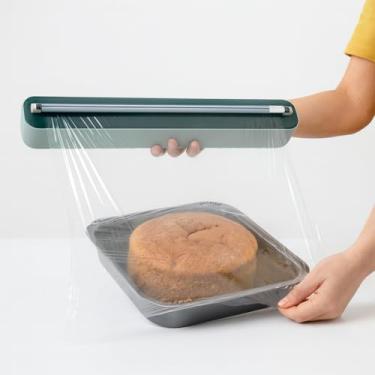 Imagem de SUPORTE PORTA PAPEL FILME ALUMINIO CORTADOR EMBUTIDO ORGANIZADOR DISPENSER COZINHA EMBALAGEM ALIMENTOS PVC PORTATIL SEM FURO MULTIUSO