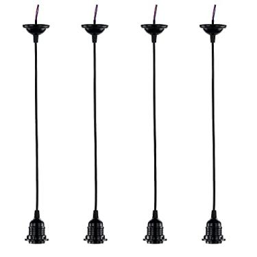 Imagem de ACBungji Pacote com 4 mini kit de luz pendente industrial, E26/E27 Base de suporte de lâmpada pendente Kit de luz ajustável para pendurar para cozinha, quarto, casa, corredor estúdio escritório