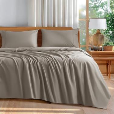 Imagem de Shilucheng Conjunto de lençóis Queen Size 100% algodão - 600 fios, lençóis de cama de algodão egípcio de luxo, lençóis de qualidade de hotel 5 estrelas, respirável e refrescante, bolso profundo de 40