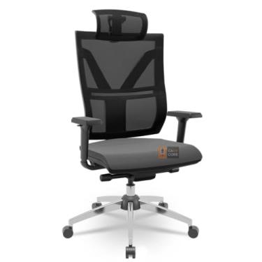 Imagem de Cadeira Darix X+ Slider Braços 3D PU Cromada Plaxmetal Assento Estofado Ergonomica (Sintético Preto)